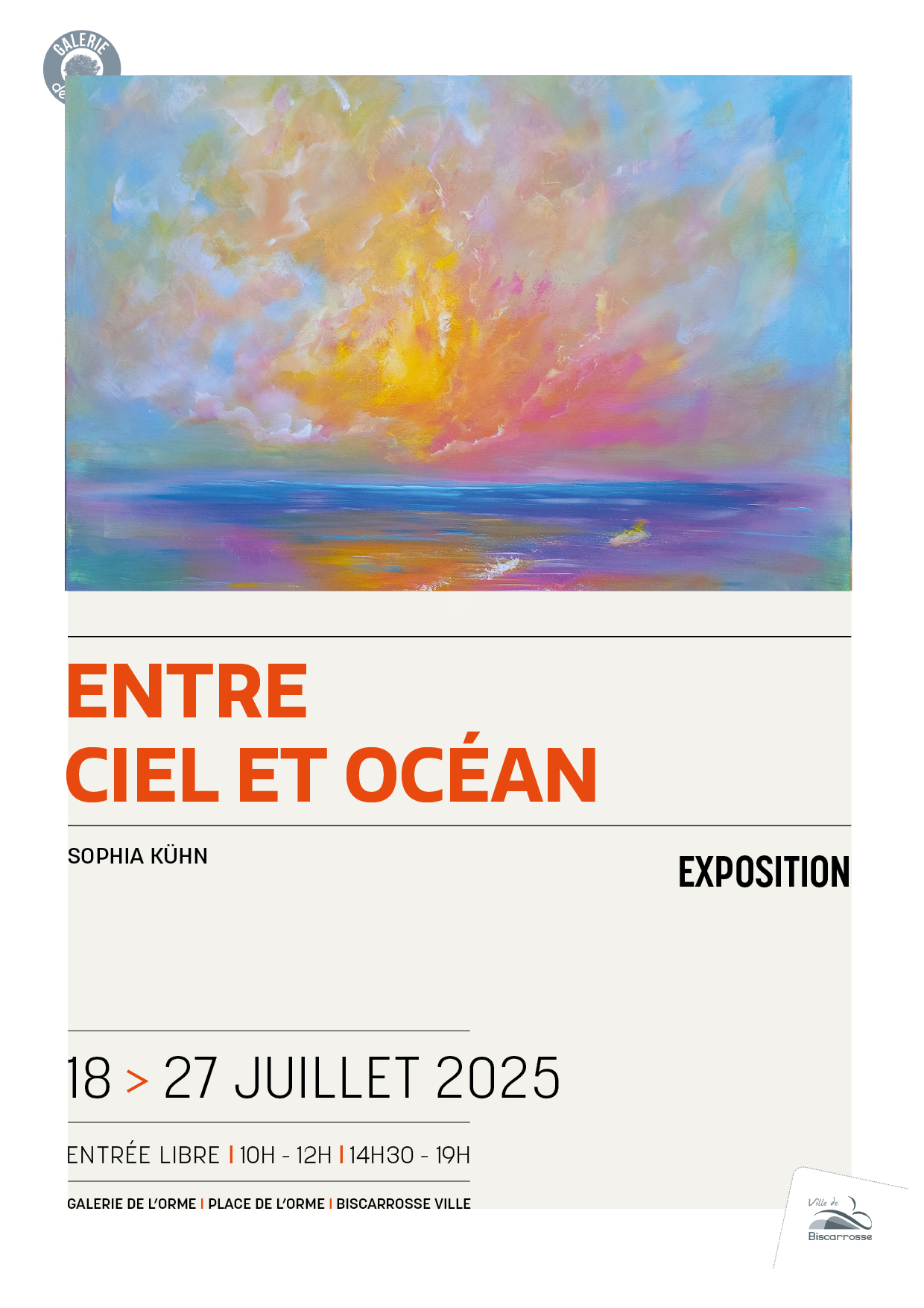 Mehr über den Artikel erfahren Entre ciel et océan – Galerie De L’Orme – Biscarrosse